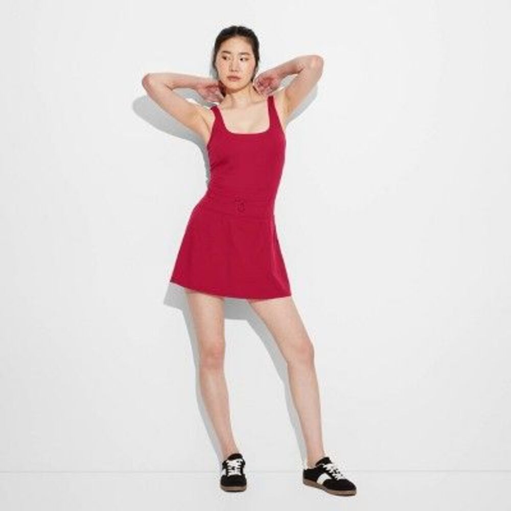 JoyLab - Women's Game Day Ribbed Tank Active Dress - JoyLab Red Small - Picture 16 of 16